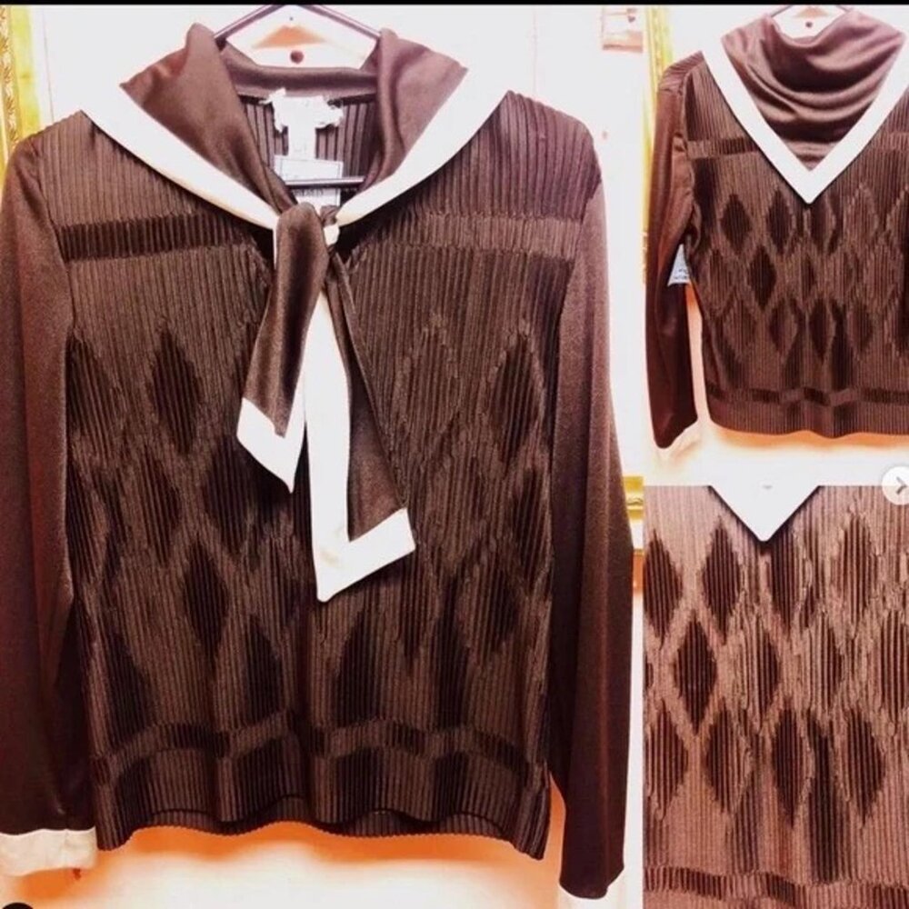 1940s Style Dark Brown Sailor Blouse